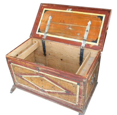 Cassa in legno nuziale decorata