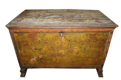 Cassa in legno nuziale decorata