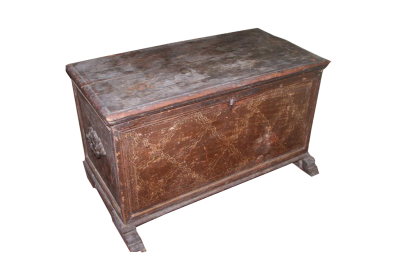 Cassa in legno nuziale decorata